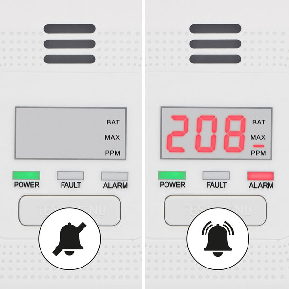 Kolmonoxiddetektor COA4010 med display, vit