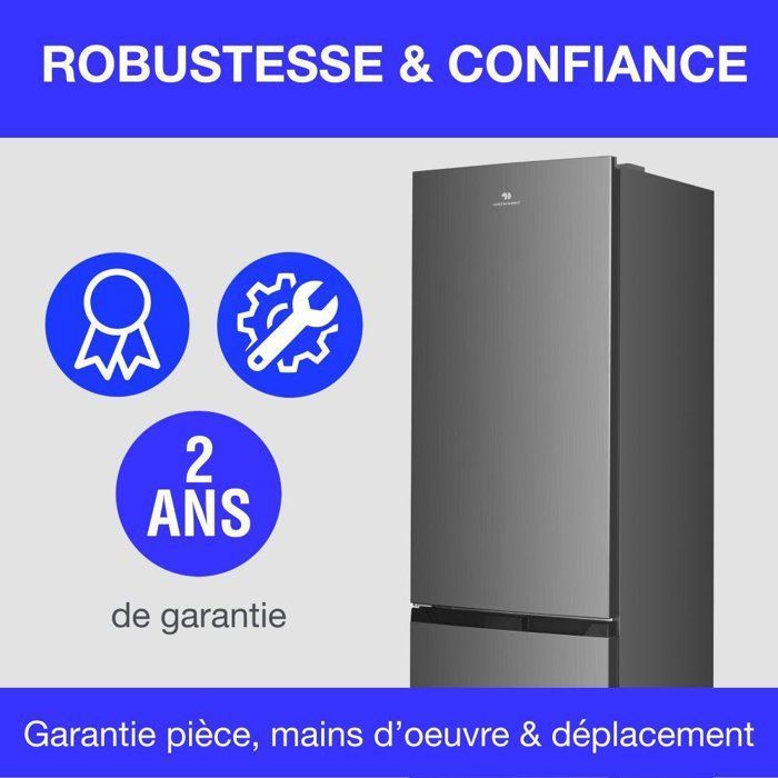 Réfrigérateur congélateur bas CONTINENTAL EDISON CEFC251NFS - Sans givre (congélateur et réfrigérateur) - 253L - Classe E - Inox