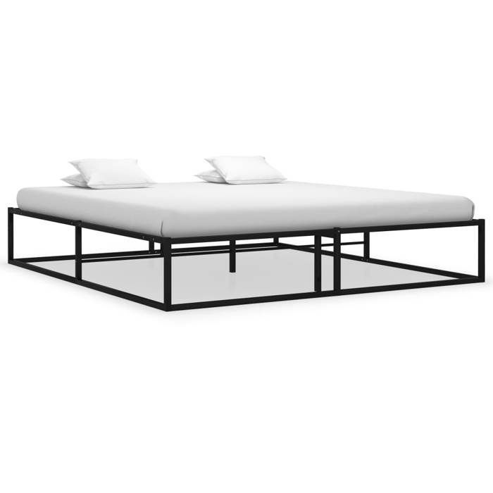 Nero 200 x 200 cm - Letto in metallo - Portata massima 150 kg - Struttura letto - Materasso non incluso - Metallo nero 200x200 cm 005_918951