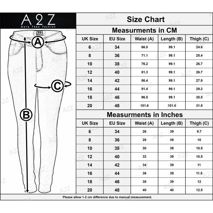 Pantalones vaqueros elásticos cómodos para mujer - A2Z - Ajustados - Negros - Cintura elástica