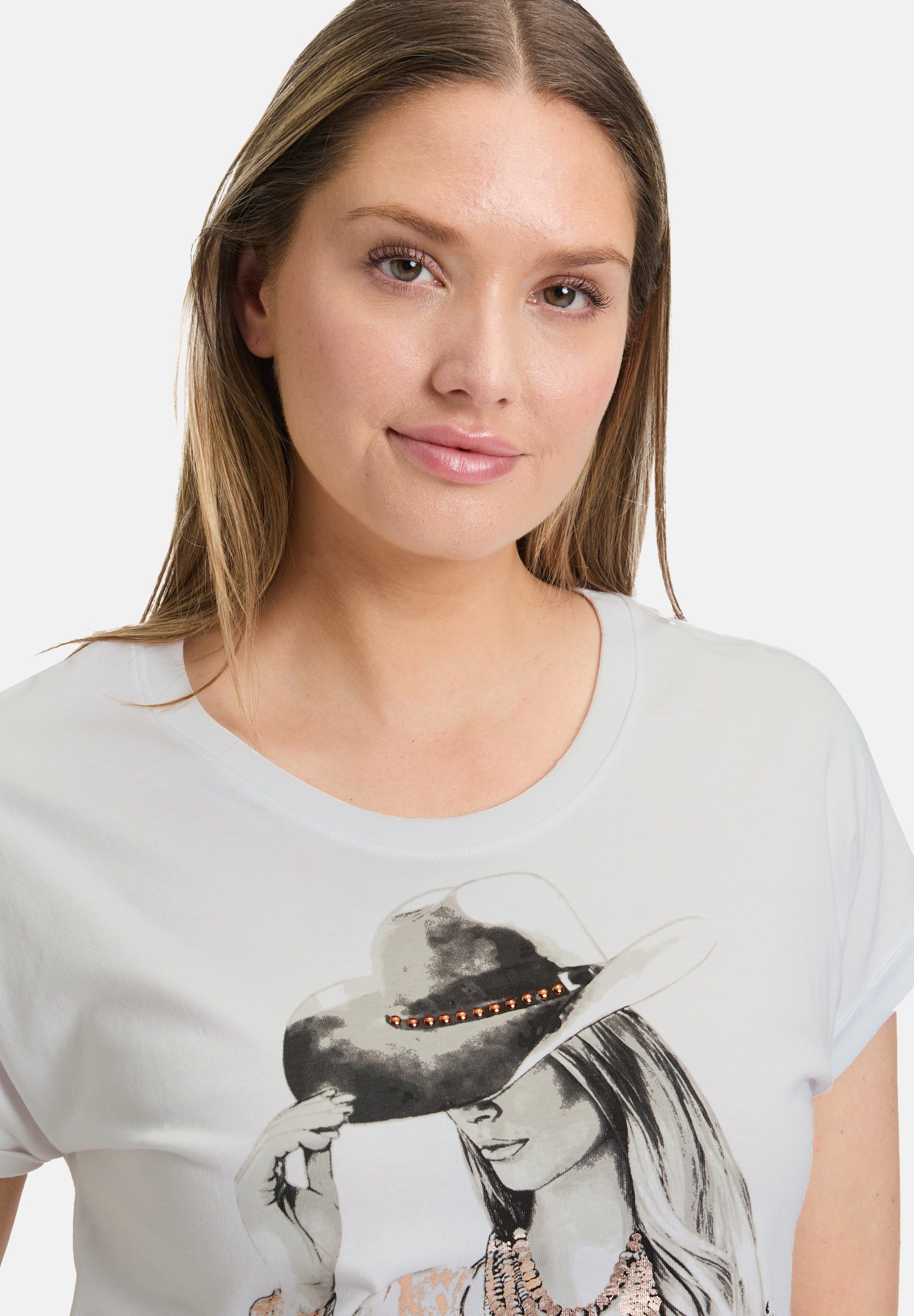 Betty Barclay CASUAL-MIT ÄRMELAUFSCHLAG - Print T-shirt - patch white brown