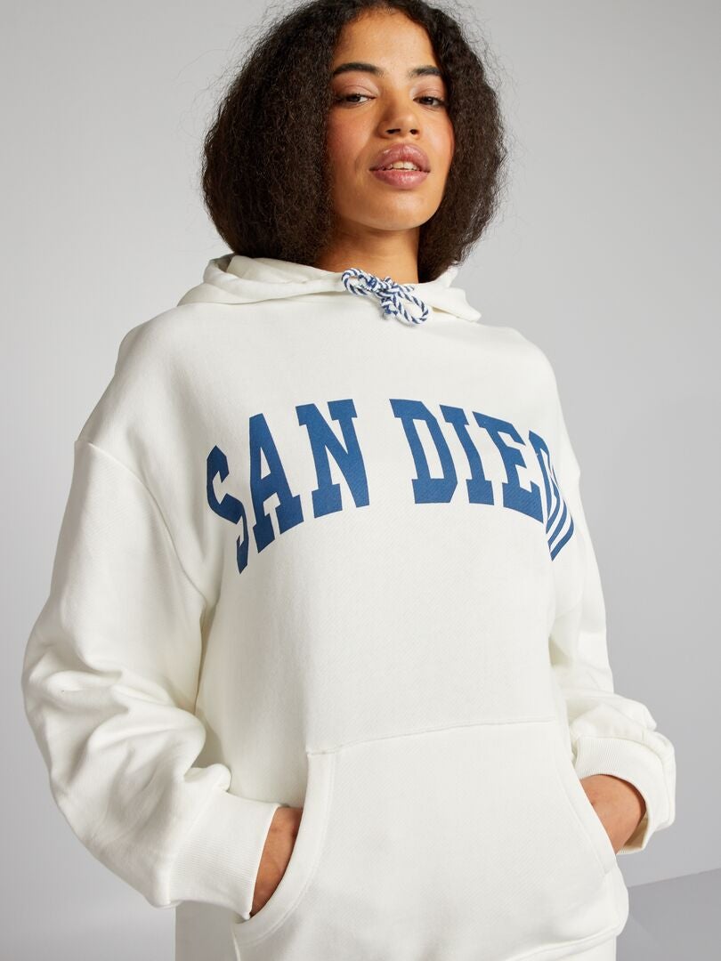San Diego hoodie met kangoeroezak - WIT
