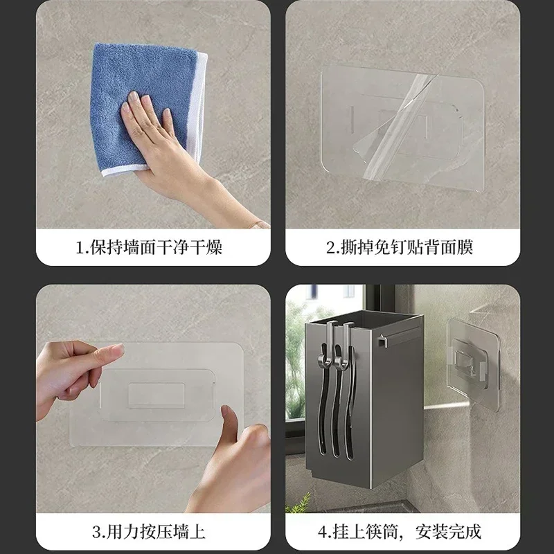 Égouttoir à ustensiles de cuisine multifonctionnel (1 pièce), porte-baguettes, boîte de rangement pour couverts murale ou sur pied, en plastique