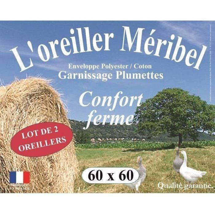 DODO Juego de 2 almohadas de plumas MERIBEL 60x60cm