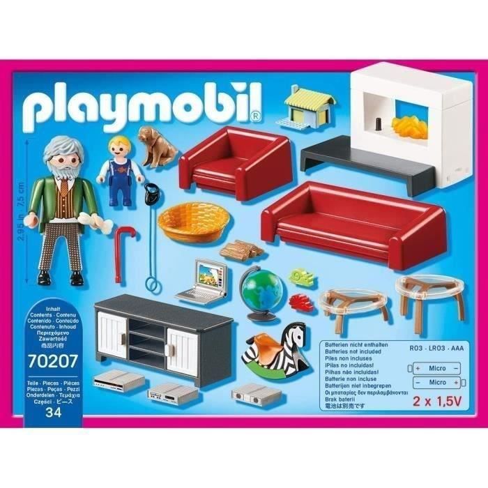 PLAYMOBIL 70207 Olohuone takalla, Nukkekoti Perinteinen talo, 36 osaa, Ikä 4+