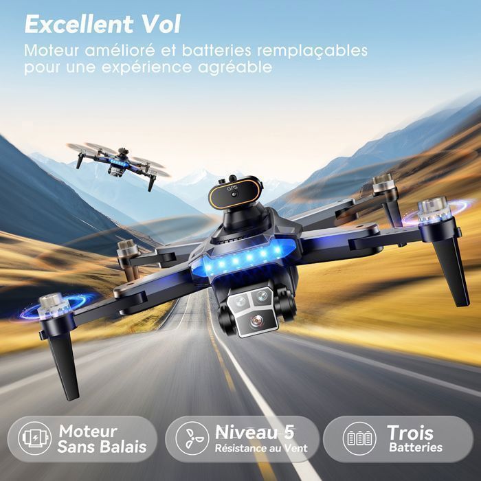 HYTOBP P17 Pro ammattimainen 4K GPS-drone, jossa on kolmoiskamera FPV:llä, Wi-Fi ja 5G, harjattomat moottorit ja kolme akkua