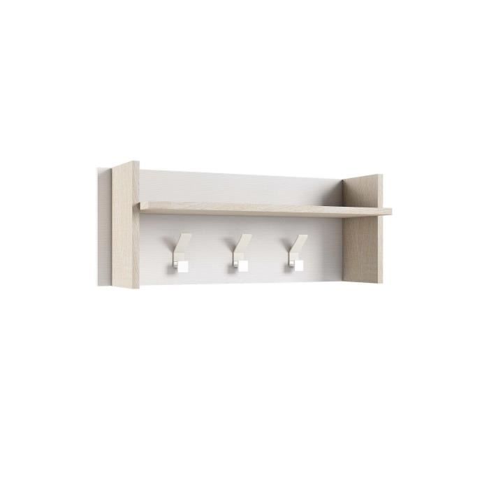 Dmora Narciso Flurmöbel, Garderobenständer mit 3 Haken, Ablage für den Flur, 90 x 29 x 34 cm, Weiß und Eiche
