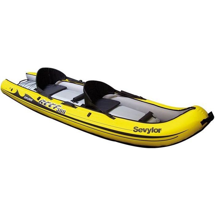 Kayak gonfiabile Sevylor Explorer Reef 300 Sit-on-Top - 2 persone - Giallo e nero - Portata 150 kg