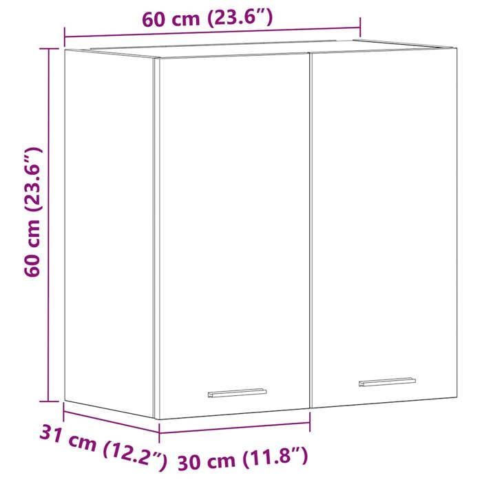 Mobiletto a parete vidaXL Lyon, 60x31x60 cm, in legno composito, bianco, per bagno e cucina, codice 801268