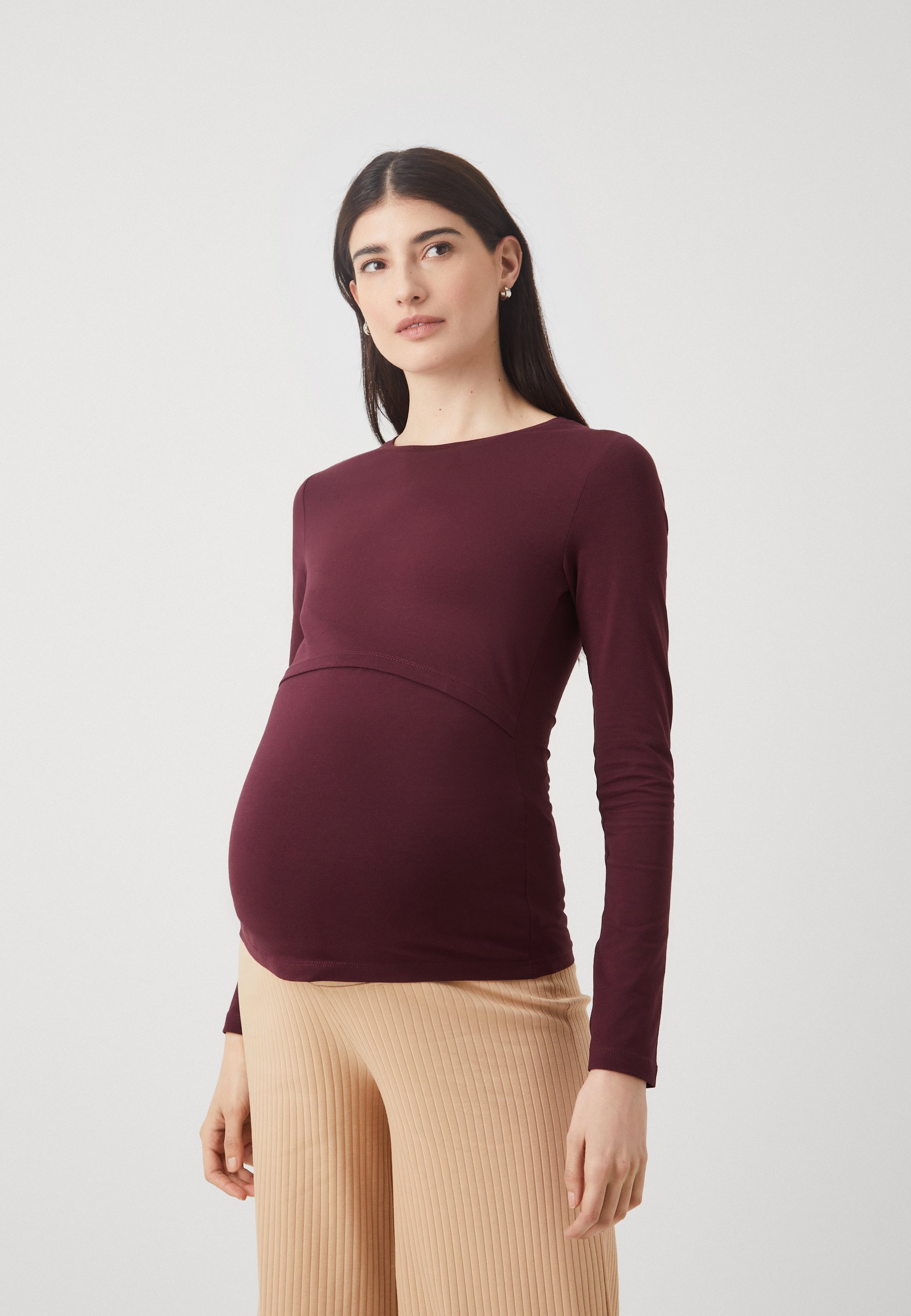 Anna Field MAMA NURSING T-SHIRT À MANCHES LONGUES, LOT DE 2 - T-shirt à manches longues - noir/bordeaux