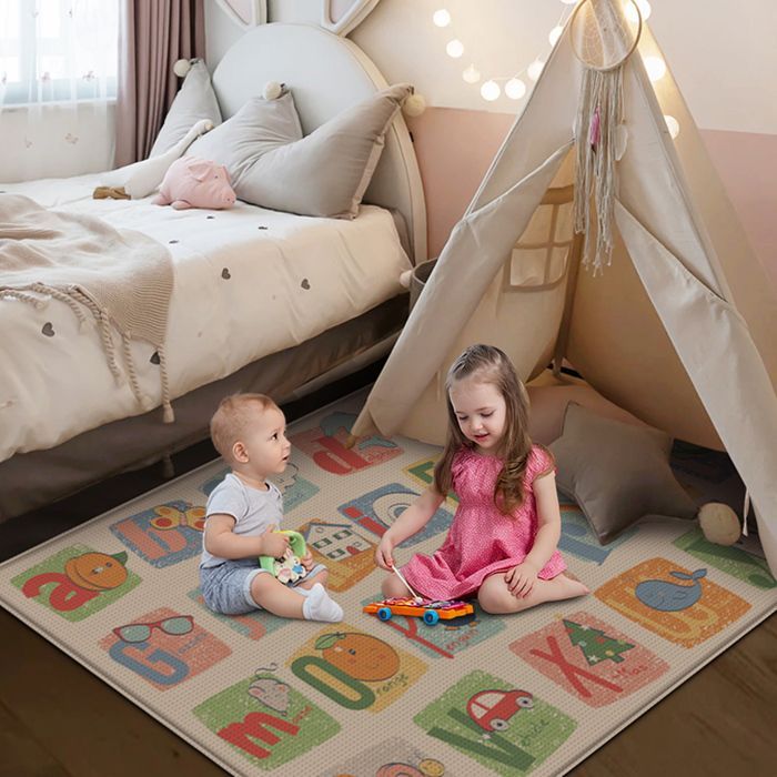 Alfombra de juegos plegable, impermeable y de doble cara para bebés - 200x180x1cm - Alfombra de actividades - Segura para bebés, no tóxica, antideslizante
