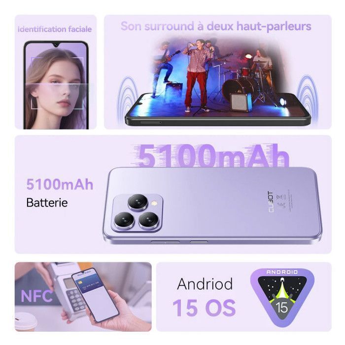 CUBOT A40 Smartphone - 12Go (4+8) RAM /256Go ROM - Écran 6.88