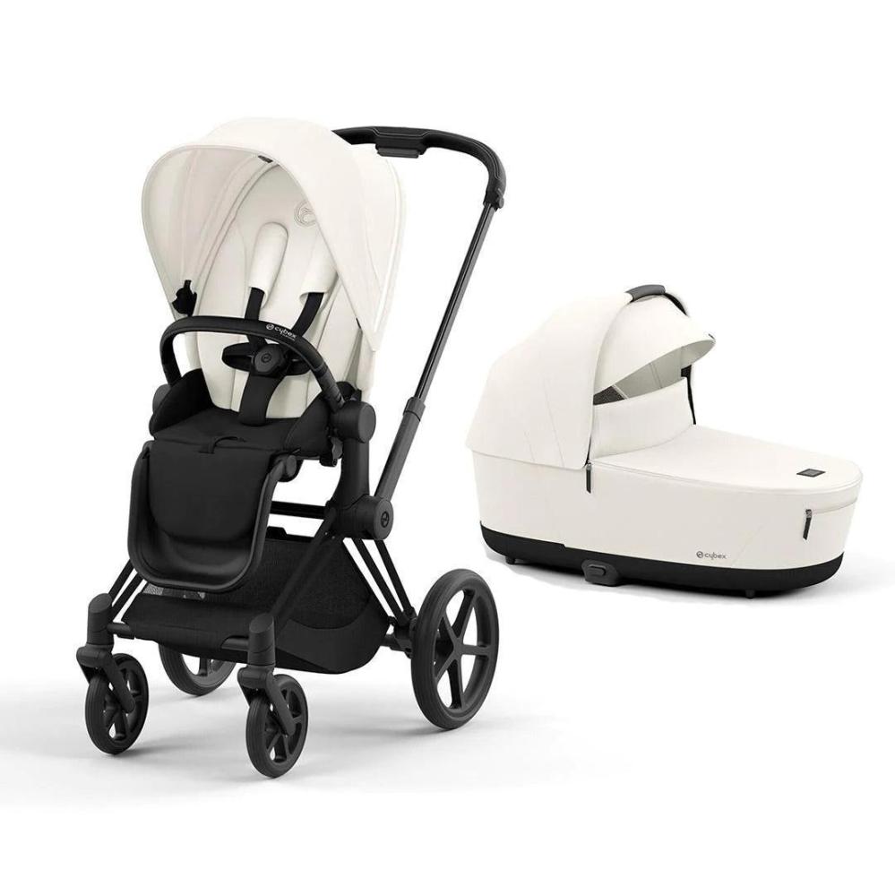 Kočárek Cybex Priam V4 v bílé barvě s matně černým rámem