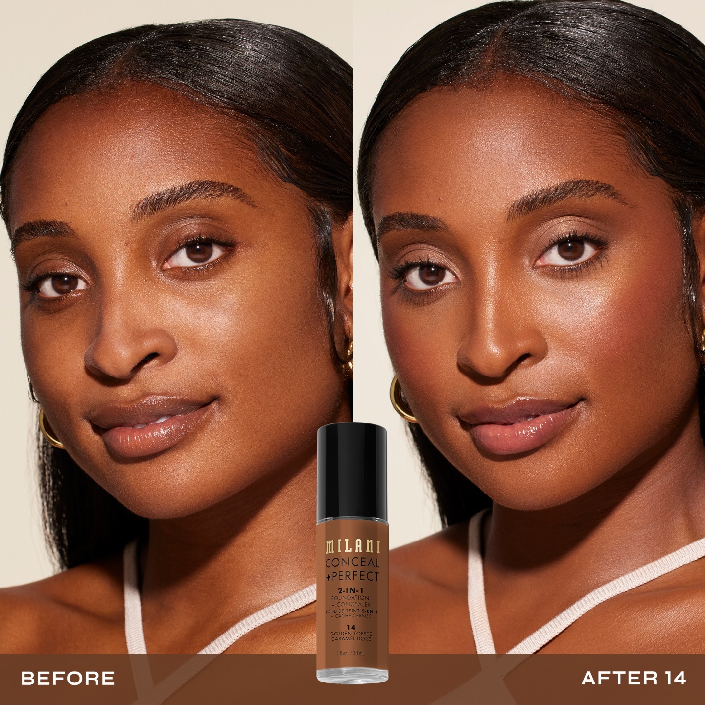 Milani Foundation 2-in-1 korektors + - 30 ml