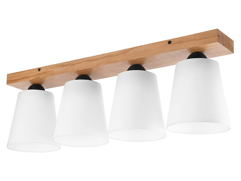 Lampa sufitowa Lula 4-punktowa drewniana brązowo-biała