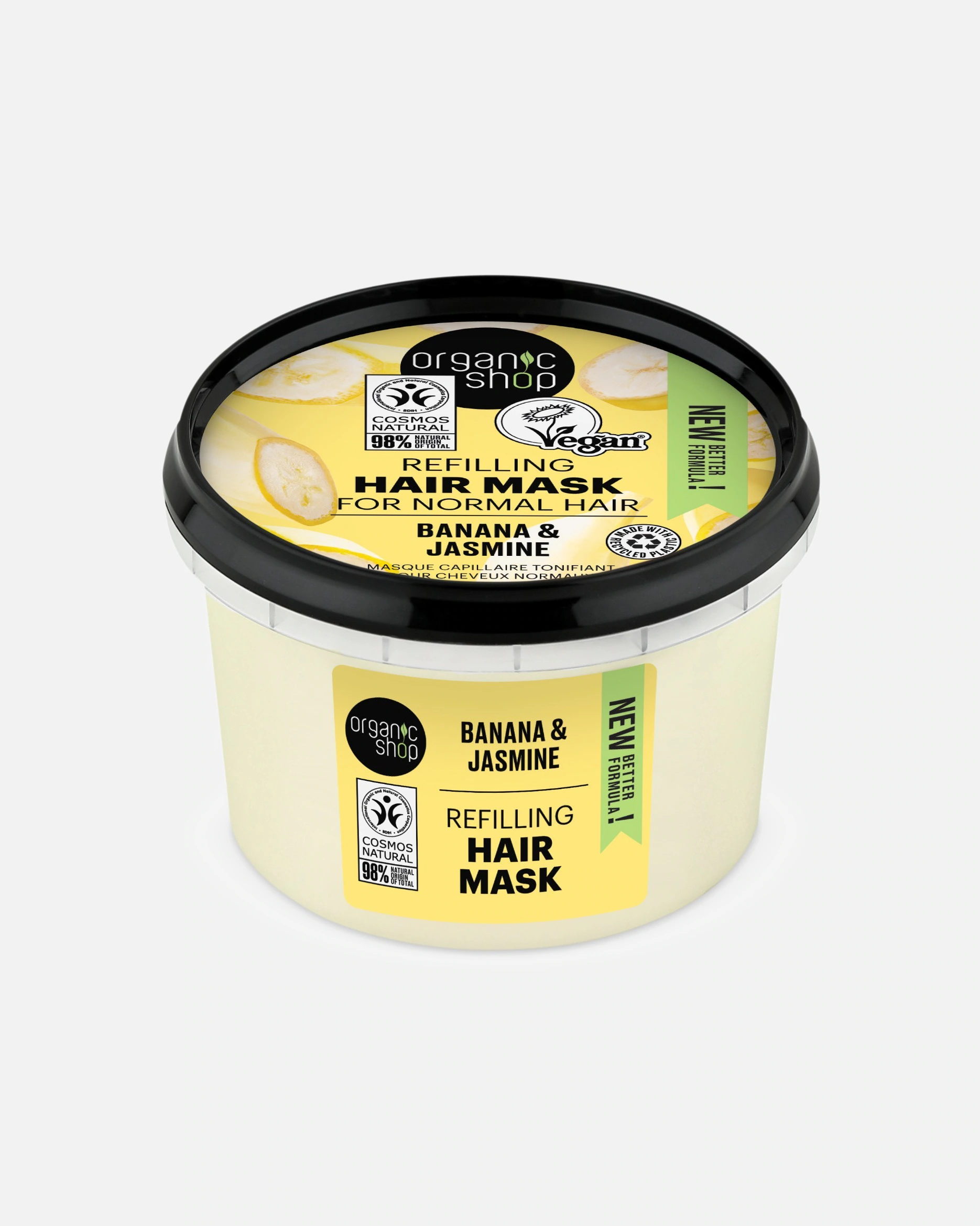 Organic Shop Masque pour cheveux normaux Banane Jasmin Vegan Naturel