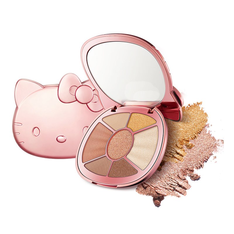 Paleta de 7 sombras de ojos Hello Kitty: acabados mate, brillante y nude; maquillaje de ojos resistente al agua y de larga duración