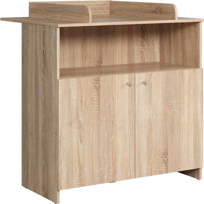 NIKO Baby Room Duo - 70x140 cm Cot + 2-Door Changing Unit - Natural Oak Finish - TRENDTEAM