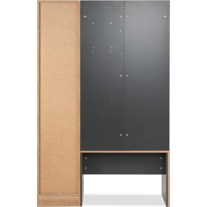 Wardrobe with mirror - MEDAN 42B - Anthracite / Artisan Oak - 122 x 190 x 37 cm