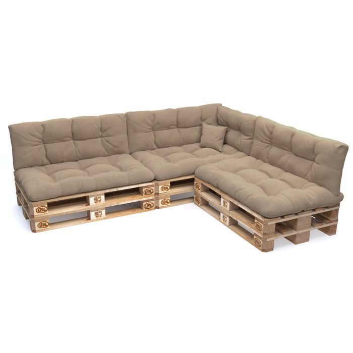 Coussins palettes Matelassé - POKAR - Set 8 pièces - Beige - Intérieur/Extérieur