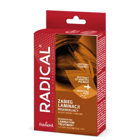 Radical Regenerujący zabieg laminacji włosów (Maska proteinowa 15ml +Booster keratynowy 15ml+ Serum