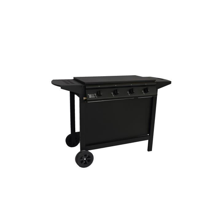 Barbacoa de gas - GRILL GARDEN - Negra - 4 quemadores - Con funda protectora - Encendido piezoeléctrico