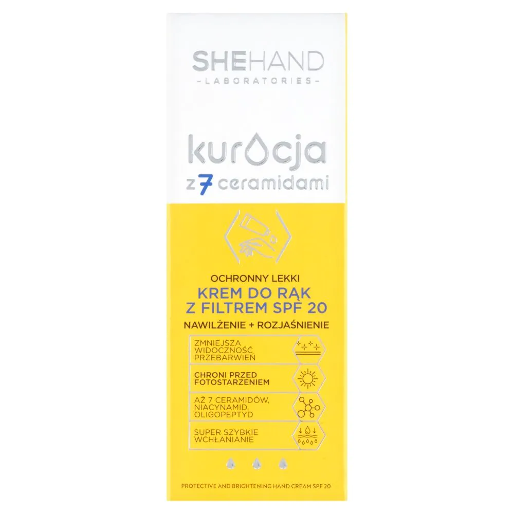 SheHand Kuracja z 7 ceramidami, ochronny lekki krem do rąkz filtrem SPF20 75 ml