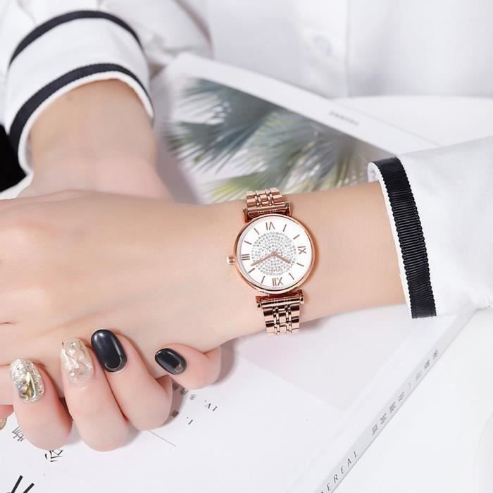 SHARPHY Montre Femme de Luxe diamants quartz etanche bracelet
