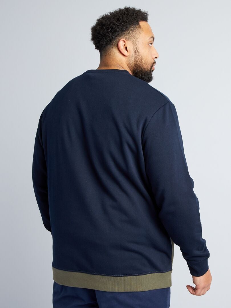 Sweatshirt met ronde hals van fleecestof - KHAKI