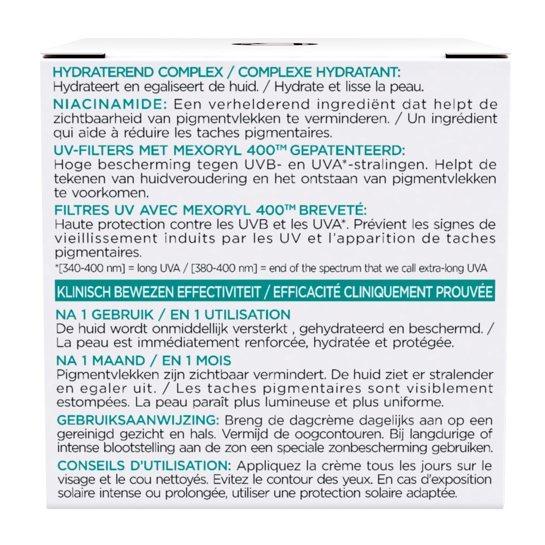 Crème de jour Bright Reveal de L'Oréal Paris, crème hydratante pour les taches pigmentaires SPF 50 - 50 ml