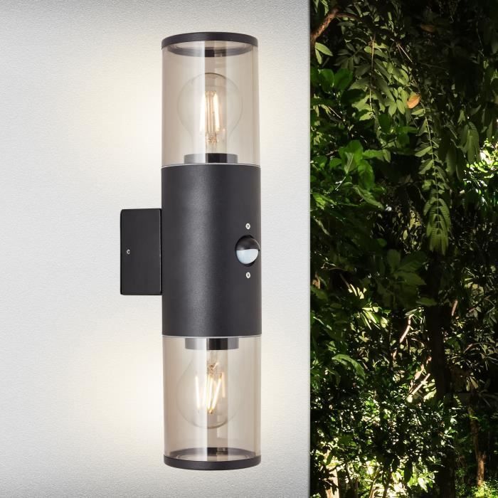 Aplique de exterior SERGIORO - BRILLIANT - 2L con sensor de movimiento - negro mate - aluminio/plástico - IP44