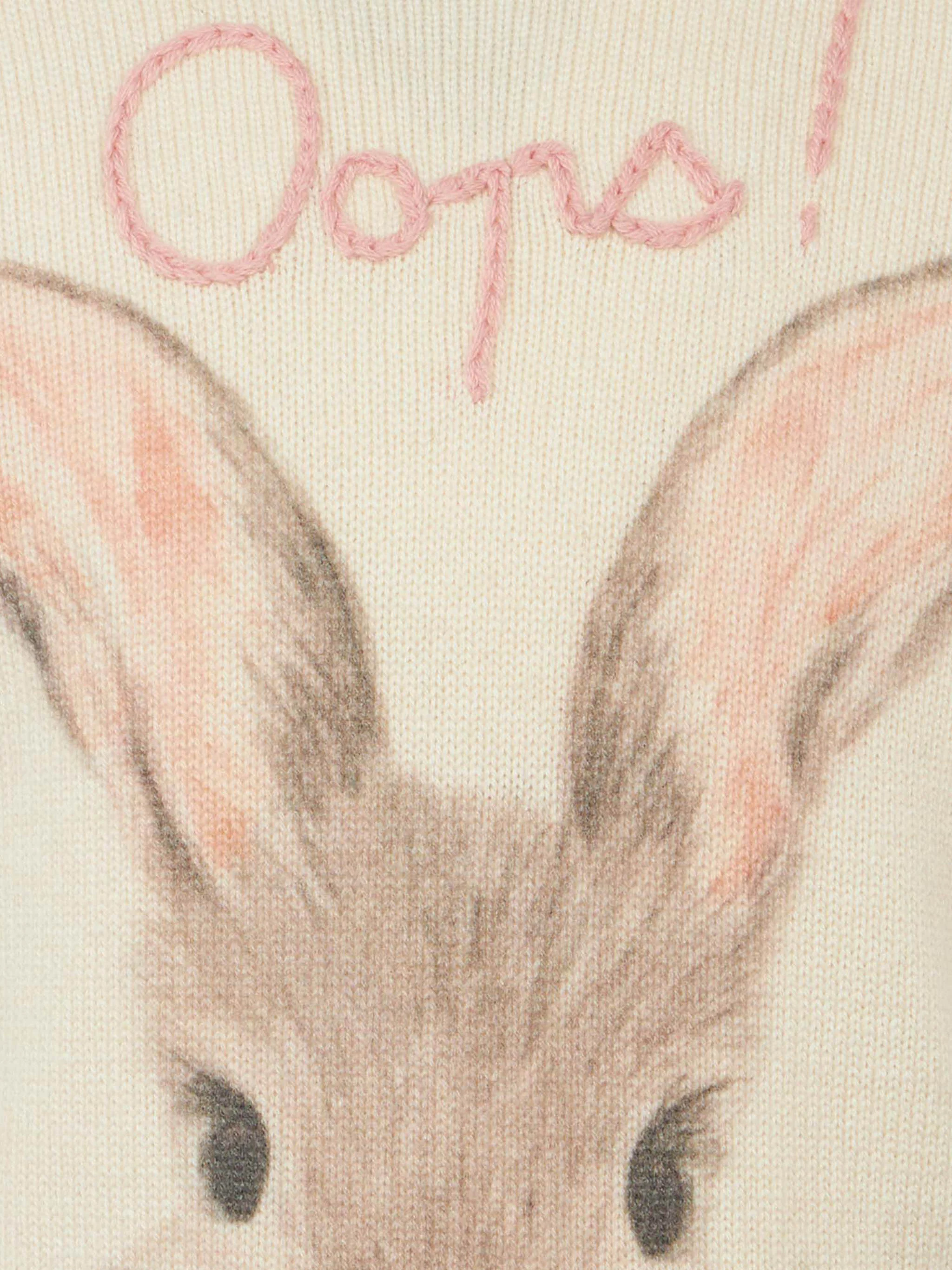 Jersey de cuello redondo para niña con estampado de conejito