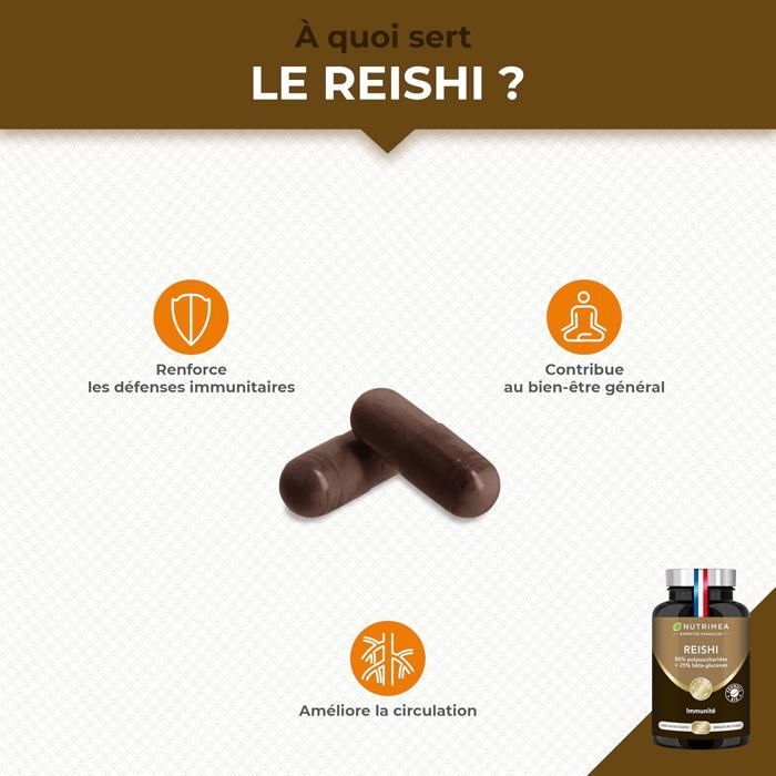 Reishi Bio 6000 mg – Extrait Concentré – 60 Gélules Vegan – Champignon Adaptogène – Nutrimea – Expertise Française