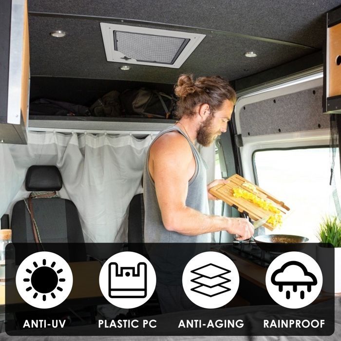 Ventilador de techo para caravana TTLIFE, 40 cm x 40 cm, ajuste manual, reversible, impermeable, para ducha, autocaravana y caravana.