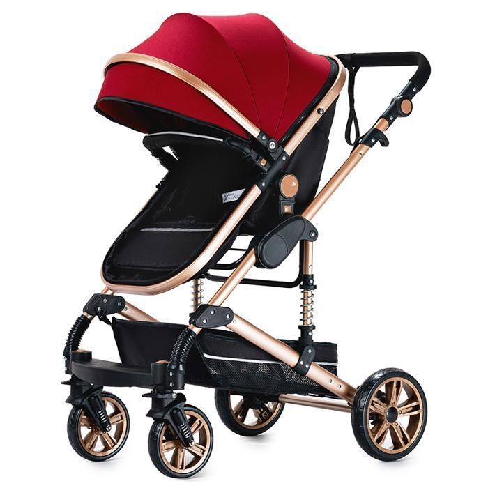 Magic ZC Kinderwagen 3-in-1 Reisesystem Luxus-Kinderwagen bis 15 kg, 0-3 Jahre, Ein-Klick-Faltmechanismus, mit großem Korb, Rot