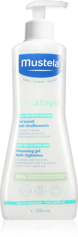 Mustela Bébé Stelatopia gel de limpeza para crianças e bebês com pele seca e atópica