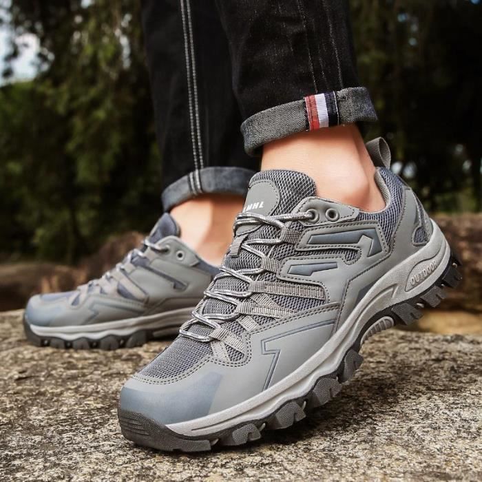 Scarpe da trekking da uomo per esterni, traspiranti, ventilate, antiscivolo, scarpe da campeggio - Grigio - Traspiranti