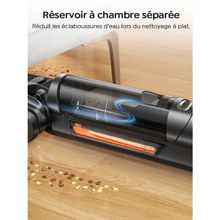 LARESAR  S7 Pro Combo Aspirateur Laveur 3-en-1 Sans Fil -auto-nettoyage 80°C - 180° Flat -Anti-Cheveux - LED -50 min d'autonomie
