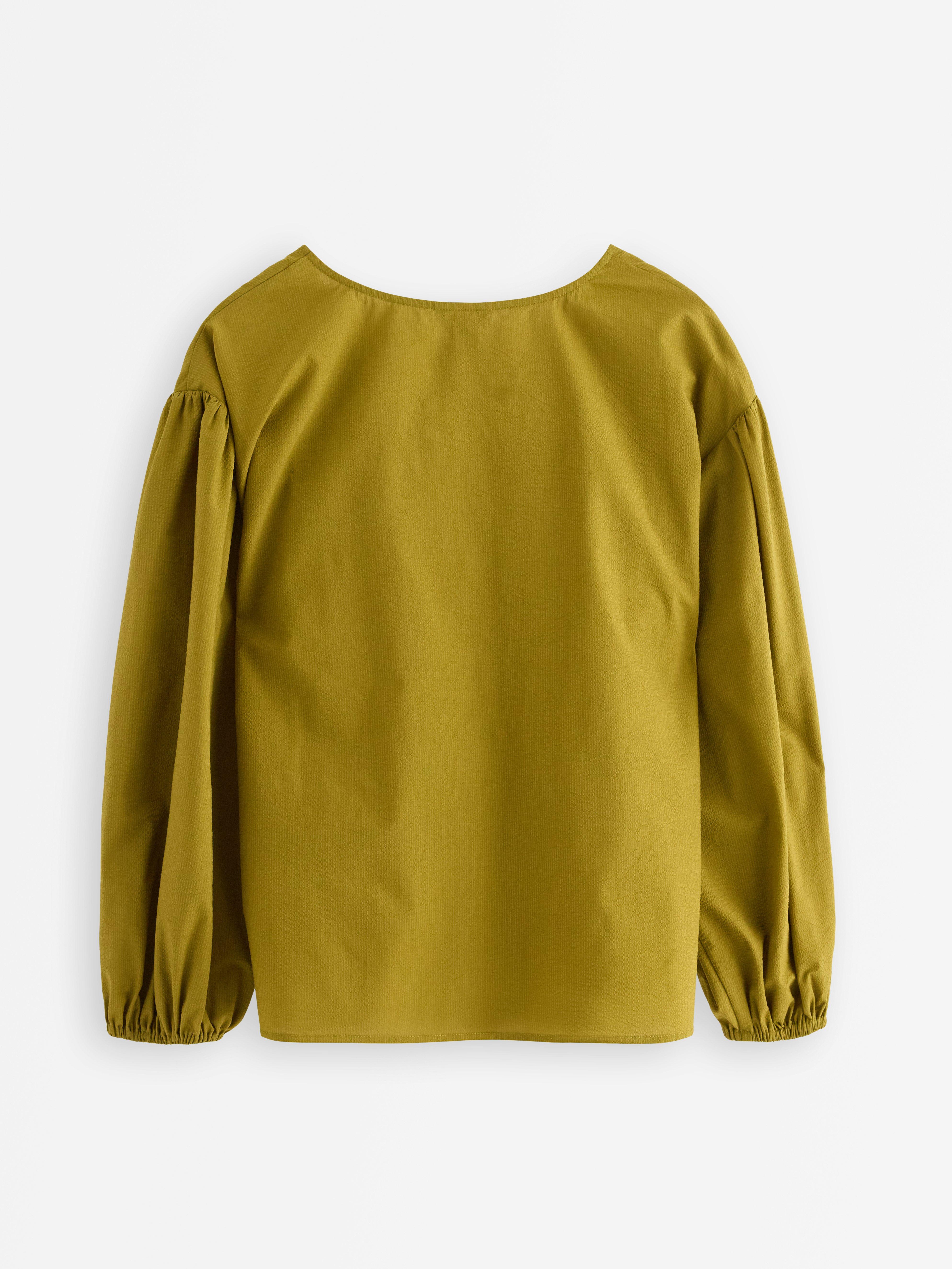 Blusa com detalhes de amarração, verde-acinzentado