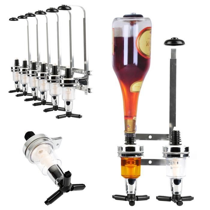 Dispensador de alcohol Laizere° de pared para 6 botellas, 44 ml (1.5 oz), aluminio.