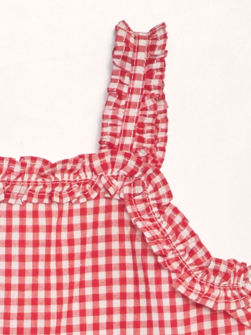 Vichy katoenen voile jumpsuit - ROOD