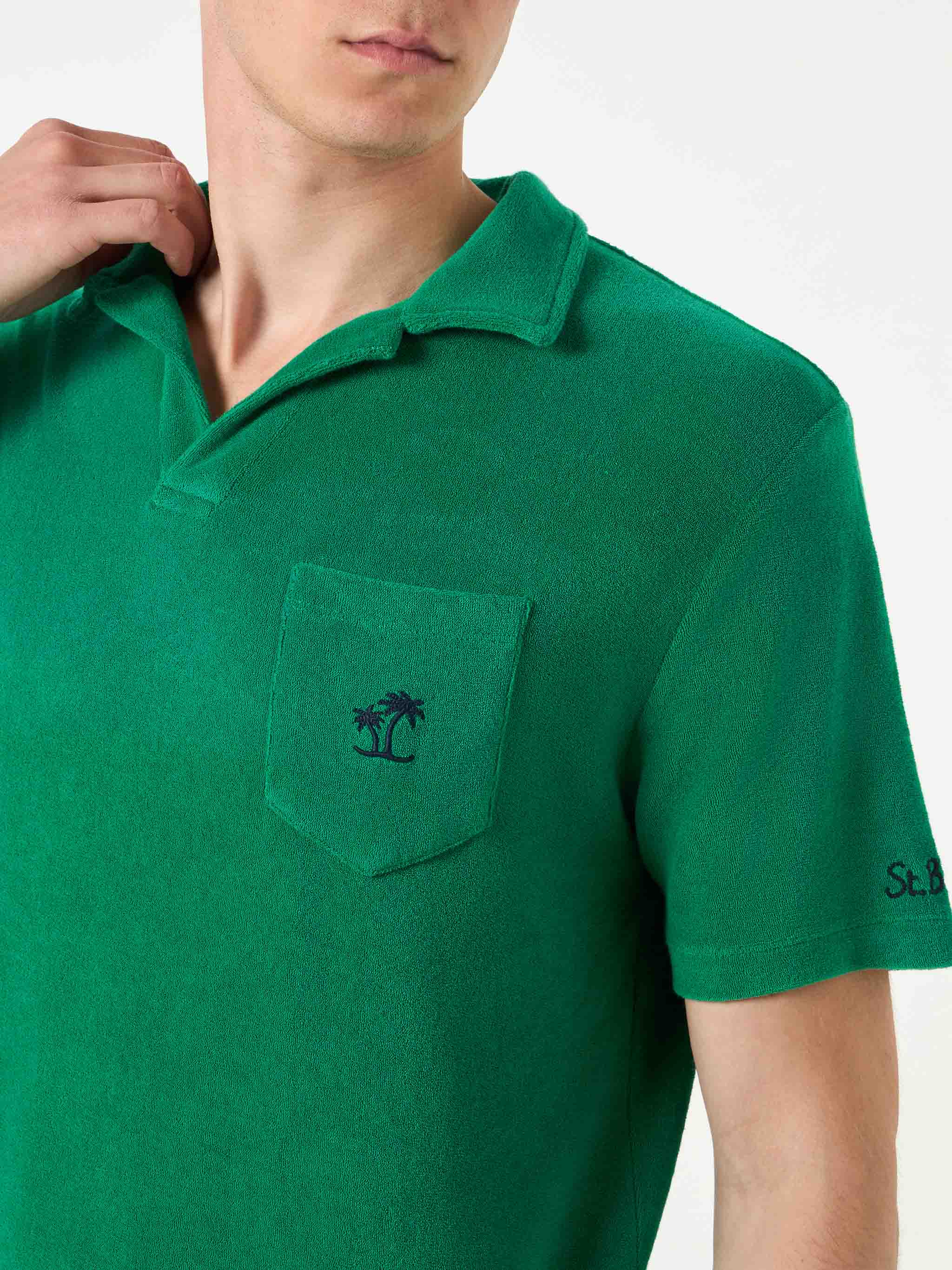 Groen badstof poloshirt voor heren