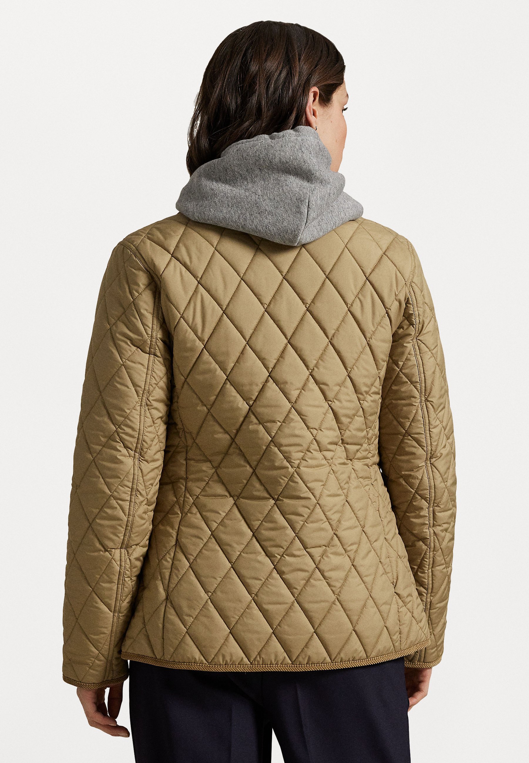 Giacca leggera Polo Ralph Lauren con finiture in velluto a coste e lavorazione trapuntata - colore kaki deserto