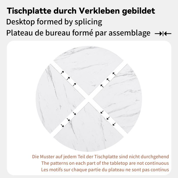 Thickened Tabletop Dining Set, Table and Chair Set (5 Pieces), Modern and Simple Round Table and Chairs