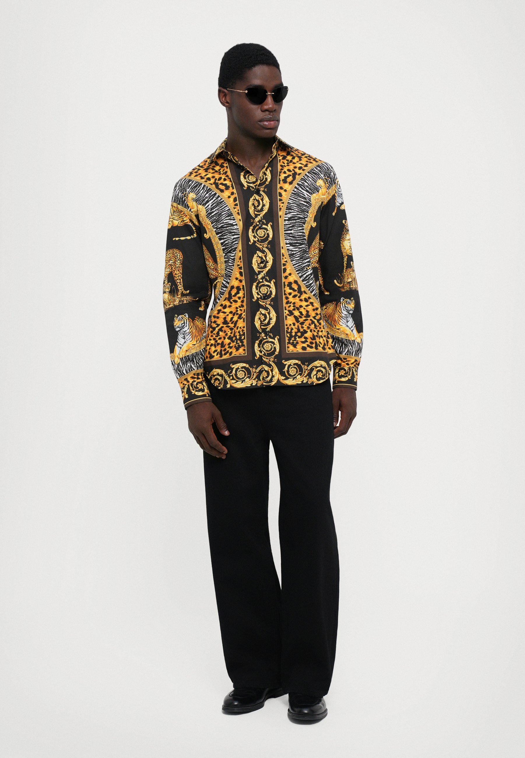 Camicia informale Versace con stampa gatti selvatici - Camicia - antracite scuro/noisette scuro