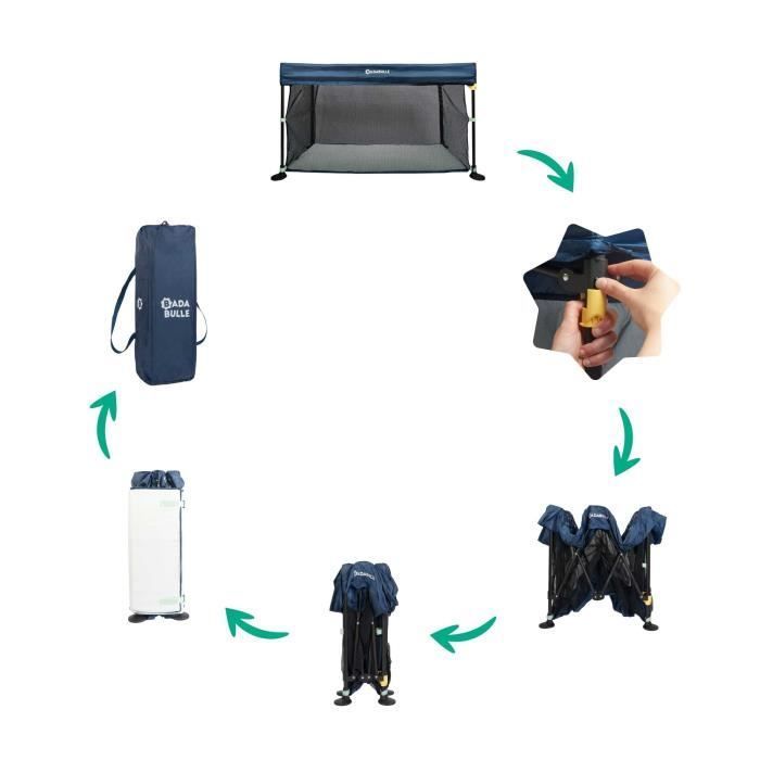 Lettino da viaggio Badabulle Easy Clip - Facile da piegare e aprire - Lettino leggero e compatto con borsa per il trasporto inclusa - Materasso incluso