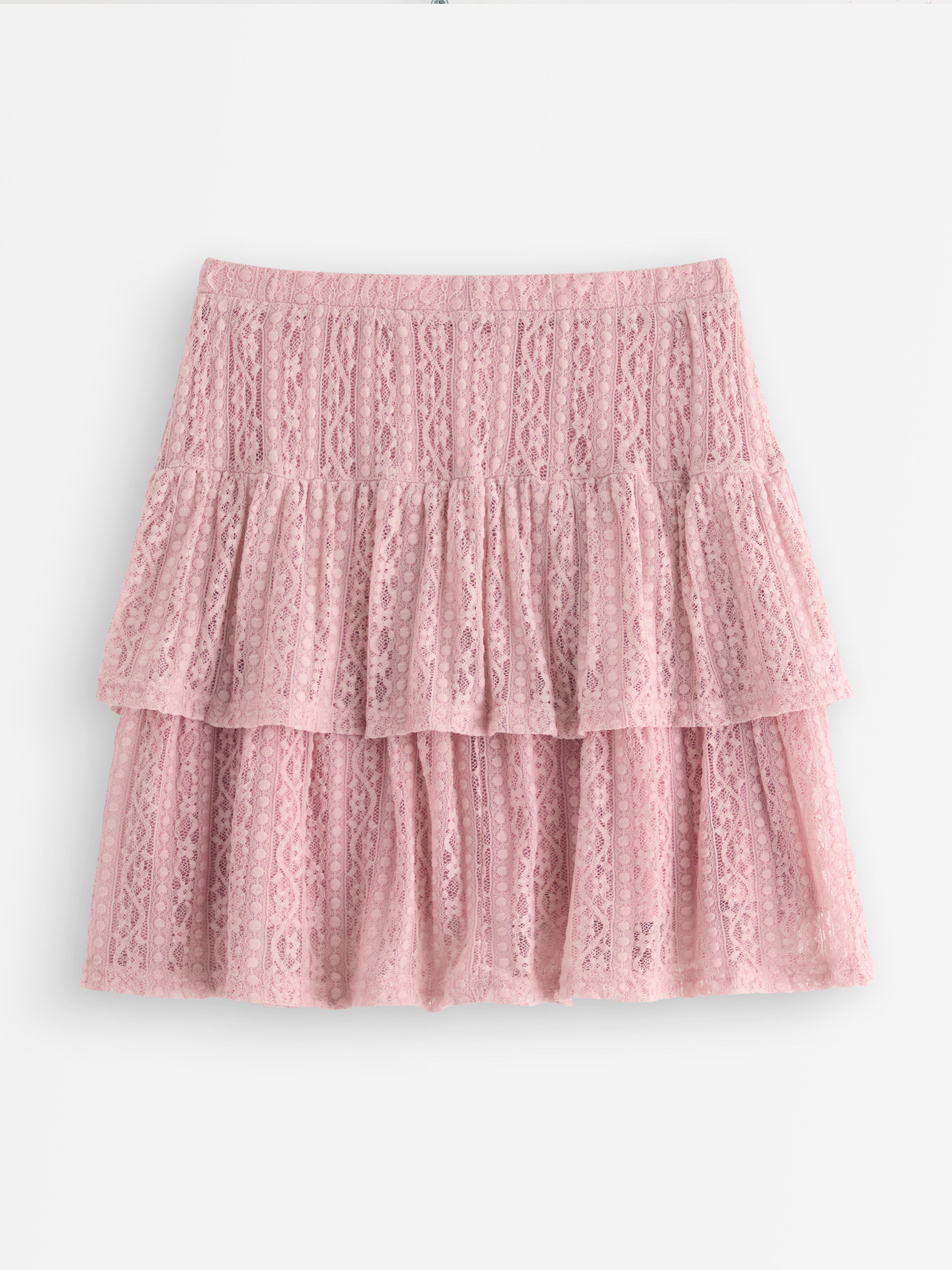 Saia de renda rosa-claro
