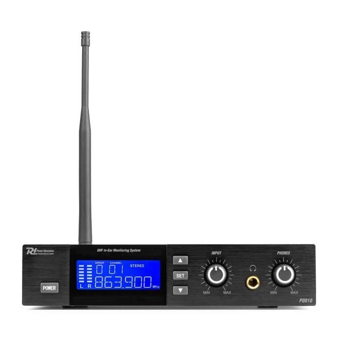Sistema di monitoraggio in-ear - POWER DYNAMICS - PD810 - Wireless UHF - Cuffie in-ear - Portata 50 m
