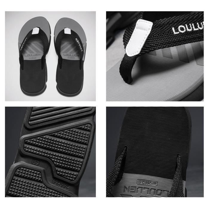Tongs Homme - Chaussures de Plage Plates légères pour Piscine Calanque Mer Eté - Gris