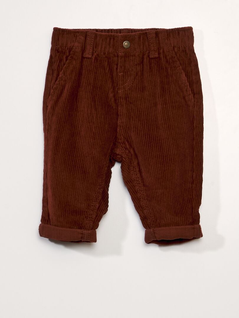Fluwelen paperbag broek - bruin